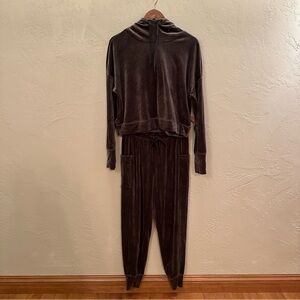 Offline by Aerie Velour Lounge Set- Hoodie and Jogger in Brown